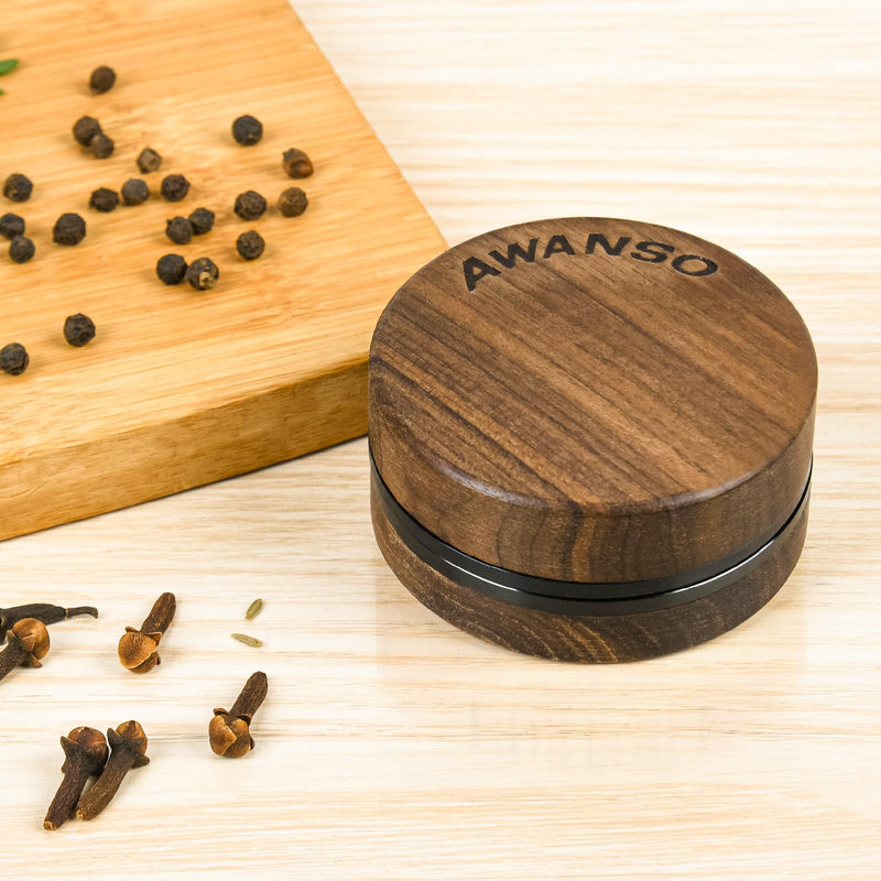 2-Piece Grinder, 2.5" Walnut Wood and Aluminum Grinder for Kitchen Brown 2.5"