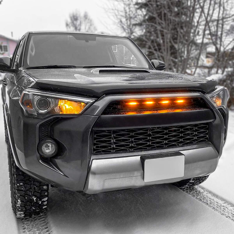 SEVEN SPARTA 4 PCS Grill Led Lights Compatible with Toyota 4Runner 2014-2024 TRD Pro Grille and 2014-2019 SR5, Premium, Limited, TRD Off-Road, Fuse and Instruction Included (Amber) Amber Shell with Amber Lights
