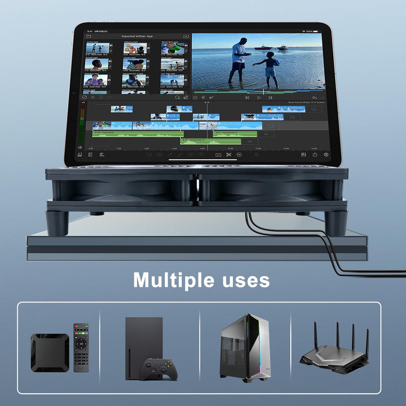 Quiet Dual 120mm USB Fan with 3-Speed Control, USB 5V Powered Cooling Case Fan, for Router TV Box Micro Computer