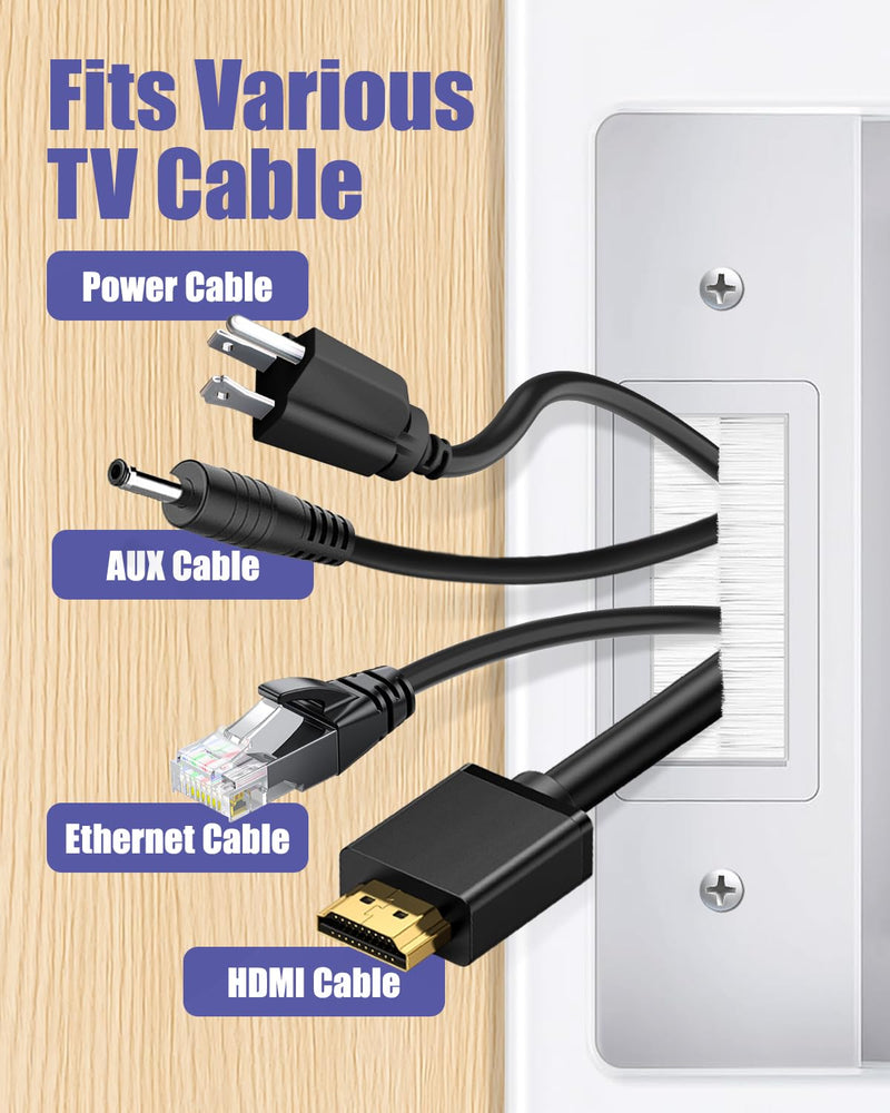 Wall Cable Concealer Kit, Upgraded Recessed TV Outlet Box-Two-Hole Socket with Cable Management Box, Hider in Wall Cable Management Kit Safe Hide Power Cables & Low Voltage Wires Fits All Plugs