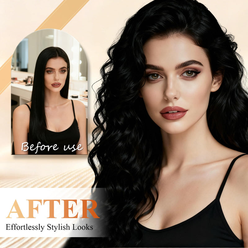 Heatless Hair Curler, Overnight Blowout Locken ohne Hitze, Heatless Satin Curling Iron Set with 2 Satin Scrunchies, for Medium/Long, Beige