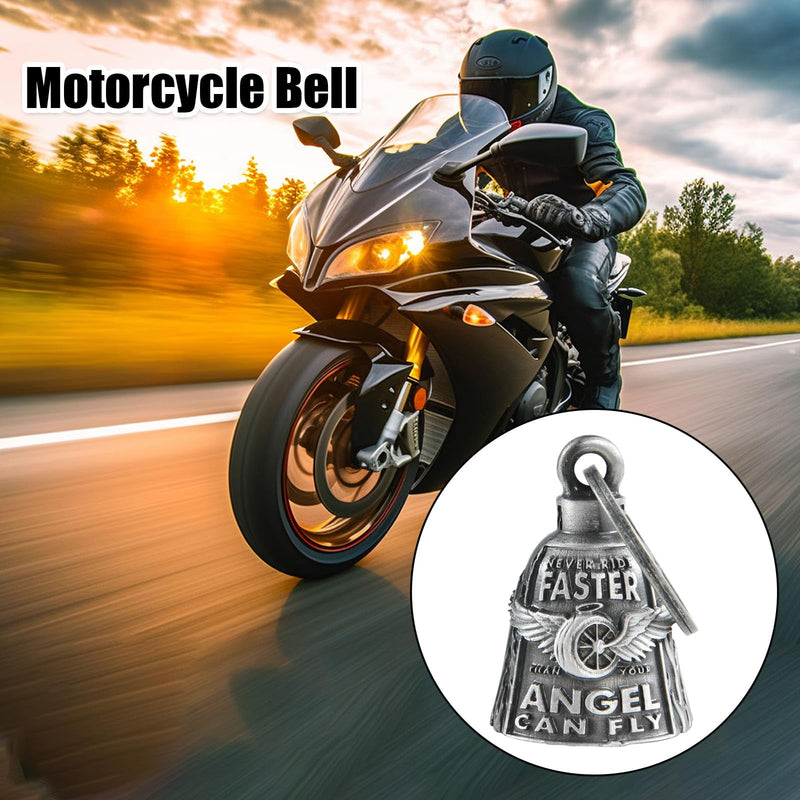 Dream Apparel Motorcycle Bells for Bikers Guardian Angel Gremlin Motorcycle Bells for Motorcycle Rider Key Chain for Luck Never Rider Faster Than Your Angel Can
