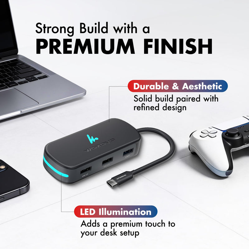 Type C 5 in 1 Wozoyo Docking Station with USB 5Gbps (3.2 Gen 1), 2XUSB 2.0, 4K@60Hz HDMI, and PD 100W – Compact USB-C Hub, Portable Design, Compatibility with macOS, Windows, Android, and iOS 5-in-1