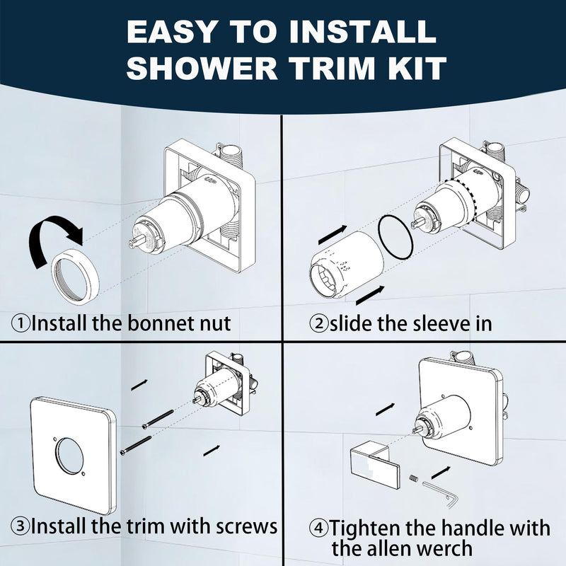 Replacement for Delta 13/14 Series Shower Handle Trim Kit with Shower Arm and Flange, Compatible with Delta R10000 Valve, Matte Black (Cartridge and Valve Not Included)