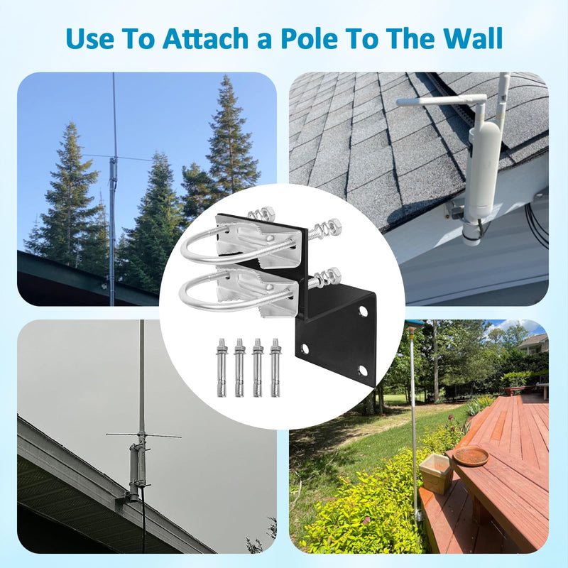  [AUSTRALIA] - XRDS-RF Antenna Mount Kit, Black-Coated Pole Mount Bracket with Double U-Bolts Clamp V Jaw Bracket for Outside Home Antenna Holder 1 Set