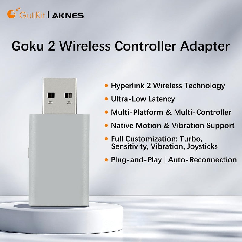 GuliKit Goku 2 Wireless Adapter for Switch 2 Pro/PS5/PS4/Xbox Controllers | Hyperlink 2 low latency.Works for Windows,Android,SteamOS,PS4,X box One/Series X/S,Switch1/2 Console,Mapping,Motion&Vibration