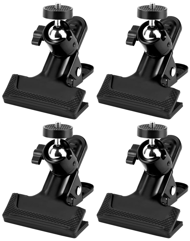 QWORK 4 Pack Multifunctional Tripod Camera Clamp Flash Holder with 360 Swivel Tripod Mini Ball Head, Black