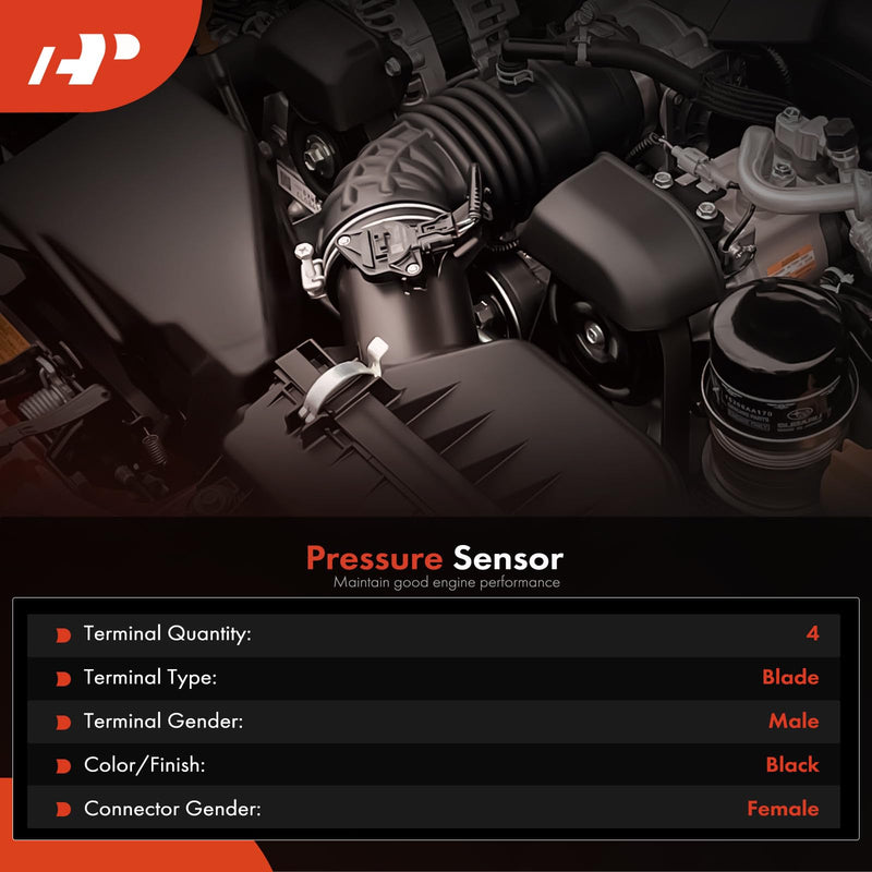 A-Premium Manifold Pressure (MAP) Sensor [4 Pins] Compatible with Jaguar XF 2009, Super V8 2007-2009, XJR 2007-2009, XKR 2003-2006, S-Type, X-Type & Land Rover Range Rover Sport & Lotus Exige