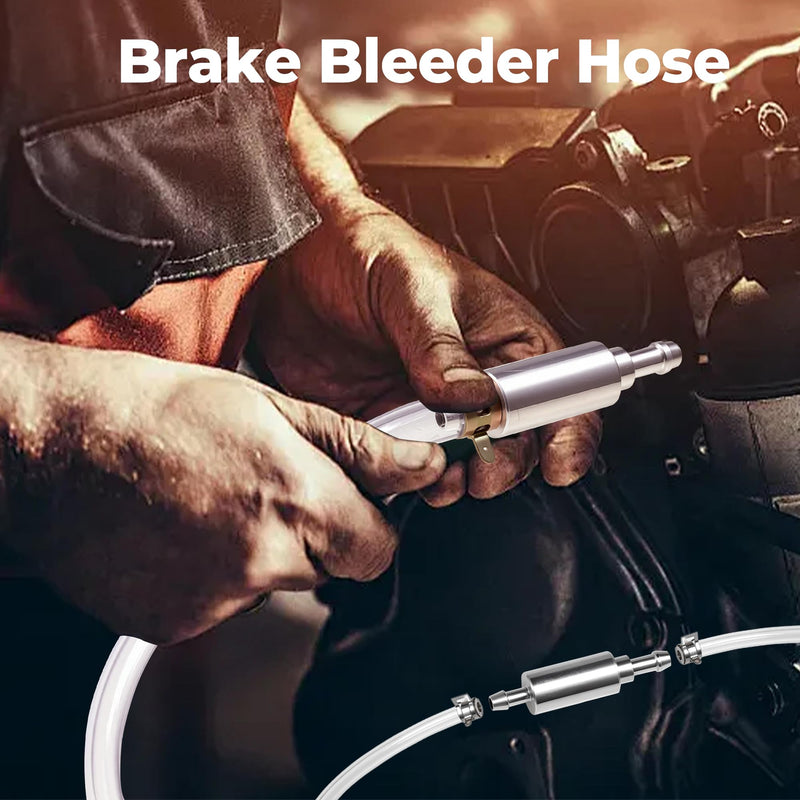 Brake Bleeder Hose with One-Way Check Valve – Universal Brake Fluid Bleeding Kit for Car Motorcycle Clutch System, Anti-Backflow Soft Tube with Screw Caps & Spring Clamps (1 Set) 1 Set