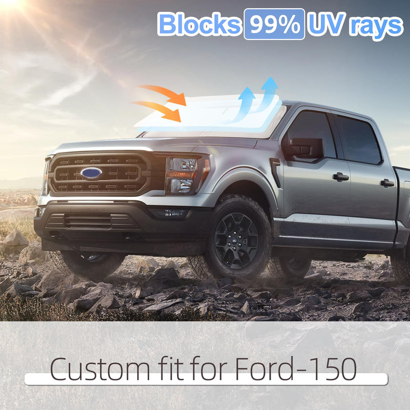 for Ford F150 F-150 F250 F350 F450 2015-2020 Sunshade Sun Shade Windshield Cover - 4 Layers Front Window Shade 240T Retractable Custom Sun Visor Blocks UV Rays Truck Accessories For Ford F150/250/350/450