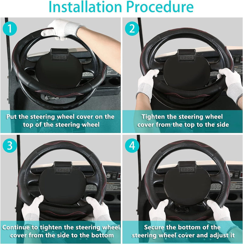  [AUSTRALIA] - 10L0L 13 Inch Golf Cart Steering Wheel Covers for EZGO TXT&RXV, Upgraded Microfiber Anti-Slip Steering Wheel Cover with Pu Leather Red