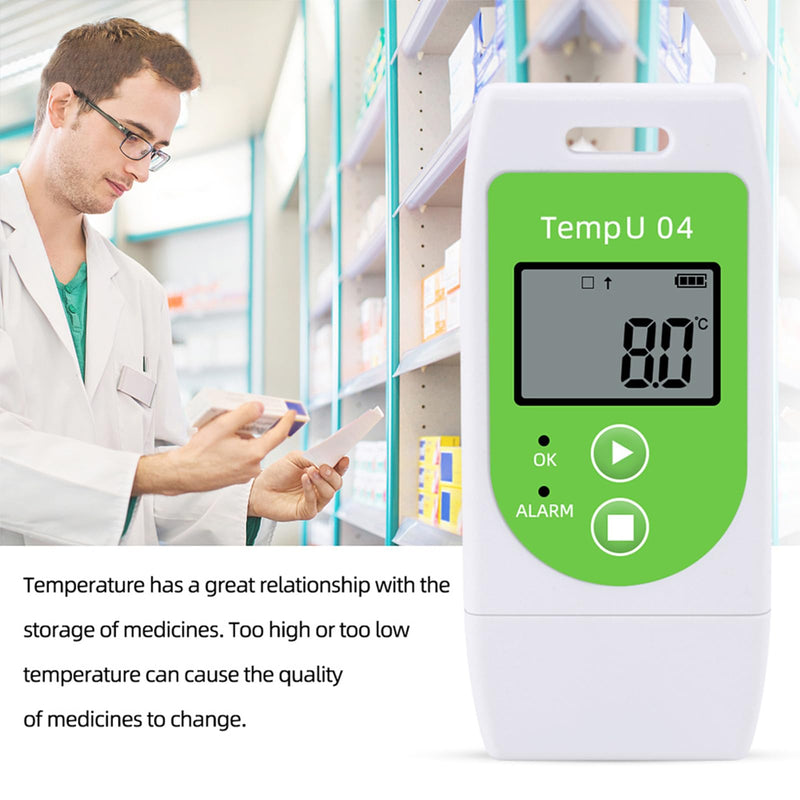 Tzone Temperature Data Logger USB Reusable Temp Recorder Thermometer | TempU04,Digital Industrial Datalogger,32000 Recording,for Refrigerator Freezer Food Storage Shipping,PDF&CSV Reports Temp Data Logger