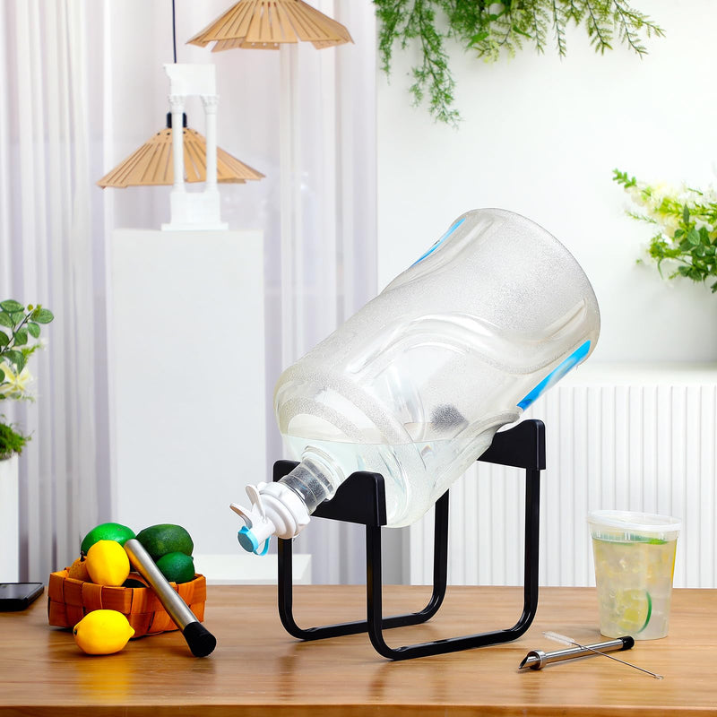 Chunful Lemonade Stand Supplies Include Stainless Steel 3-5 Gallon Water Jug Stand, Dispenser Valves, Straw Brush, Straw Puncher for Plastic Lids Lemonade Cups with 9.8 Inch Stainless Steel Muddler