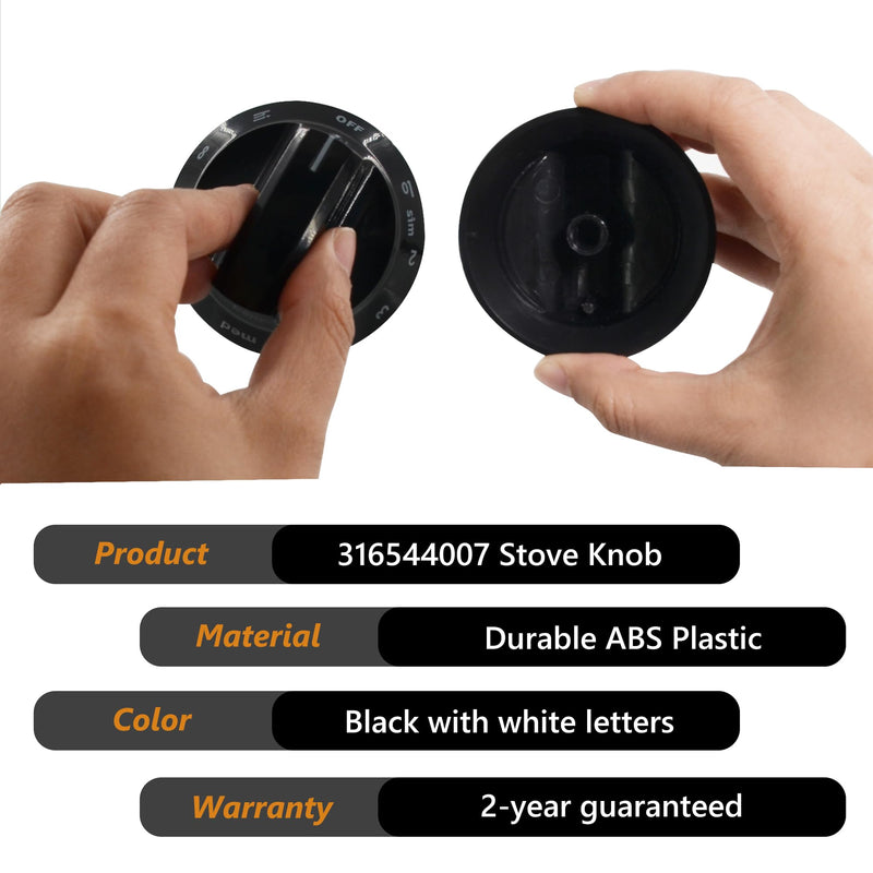 316544007 Stove Control Knob Black Compatible with Electrolux Range Oven Kitchen Burner Accessories (4PACK) 4 Pieces