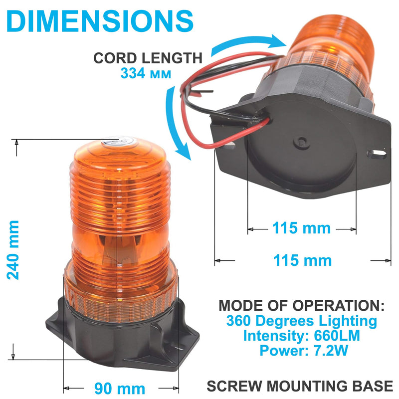  [AUSTRALIA] - HQRP 30-LED 360 Degrees Mini Beacon Amber Warning Strobe Light Compatible with CAT E3500 48V, E4000 36V / 48V, E5000 36V / 48V Electric Rider Forklift