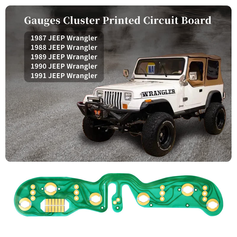 Gauges Cluster Circuit Board Compatible with Jeep Wrangler YJ 1987 1988 1989 1990 1991, Fits Wrangler Dashboard Printed Circuit Board 1987-1991 Jeep Wrangler Printed Circuit for Instrument Panel