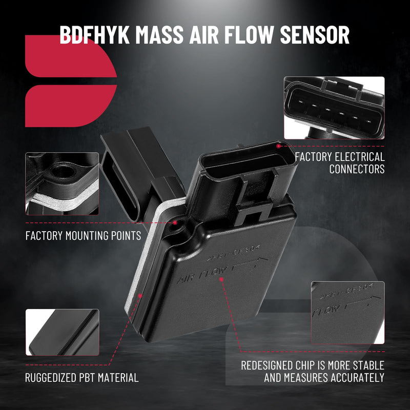 BDFHYK Mass Air Flow Sensor Meter MAF Sensor 74-50011 Compatible with Ford Explorer 2001-2005 & for Ranger 2001-2003, Compatible with Mazda B4000 6 Prong 2004
