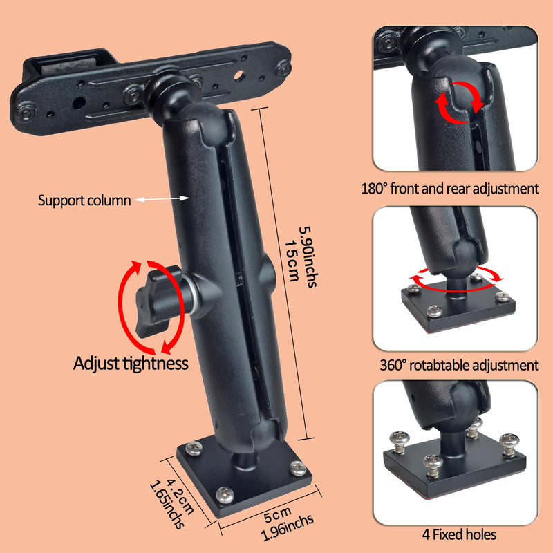 HYS Adhesive Truck & Car Walkie Talkie/Shoulder Speaker Mic Belt Clip Holder, Secure Grip, Heavy Duty Drill Base Tablet Mount, Sturdy 2-way Radio Mount for Commercial Vehicles, Trucks, Table and Wall