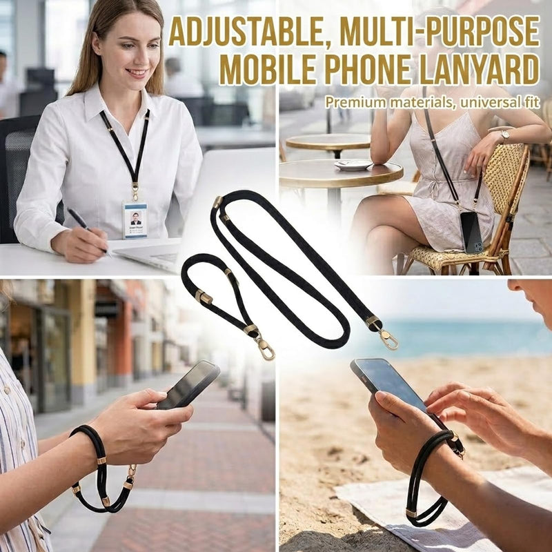 4 PCS Retractable Phone Lanyard Set Adjustable Anti-Theft - Anti-Lost Neck & Wrist Strap Tether for All Smartphones, Suitable for All Scenarios, Festival Travel Security