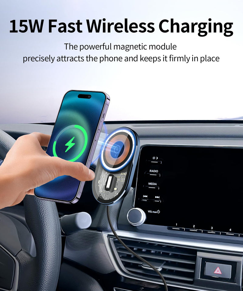 Wireless Charging car Phone Holder for Honda Accord 2018-2022 Accessories 8 inch Screen Fixed Clip,360° Rotation car Phone Mount Compatible with MagSafe