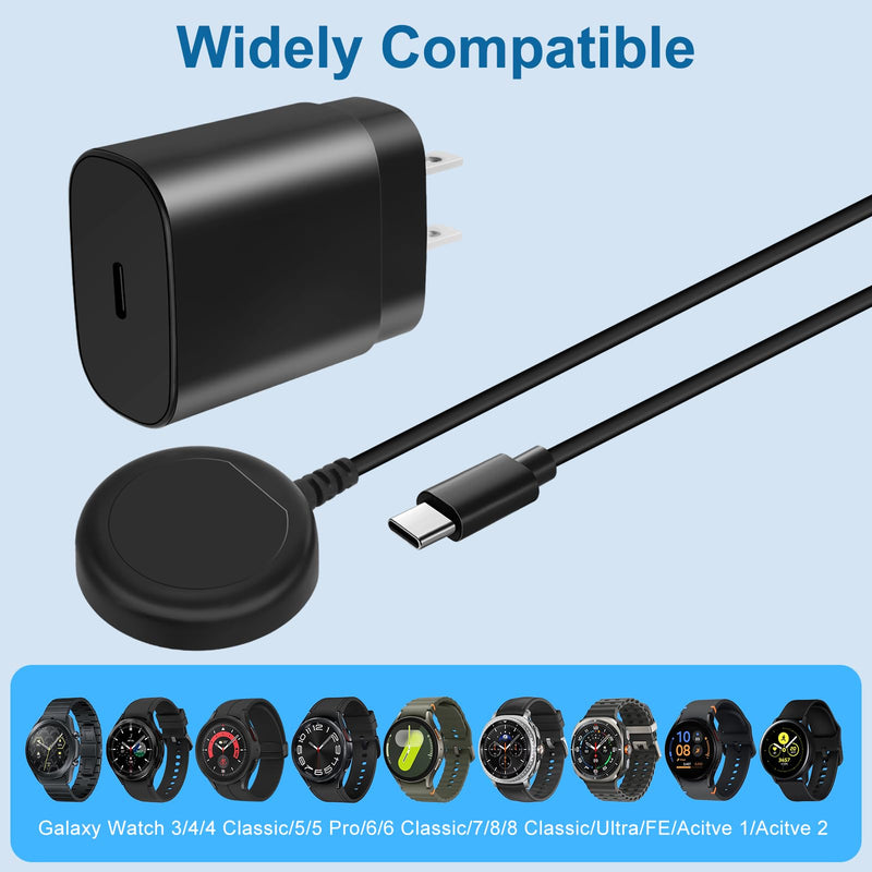 EGK 6.6ft 25W USB-C Fast Charger for Samsung Galaxy Watch | 9/Ultra/8/8 Classic, 7/6/Ultra, 5/5 Pro/4/6 Classic/3/Active 2/Active 1/FE, Magnetic Wireless Charging Cable