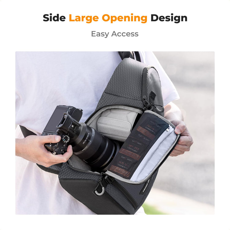 K&F Concept Camera Sling Bag Crossbody Bag Camera Shoulder Backpack DSLR/SLR/Mirrorless Photography Bags Compatible with Canon/Nikon/Sony/Fuji/Gopro/DJI Grey