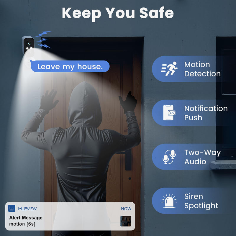 300° Pan Wireless Outdoor Security Camera, No Subscription Free 7-Day Cloud/SD, AI Detection, Magnetic Mount, Battery Powered, 2.4G WiFi, 2K, Night Vision, 360° View, 2-Way Talk, Home Security, IP65