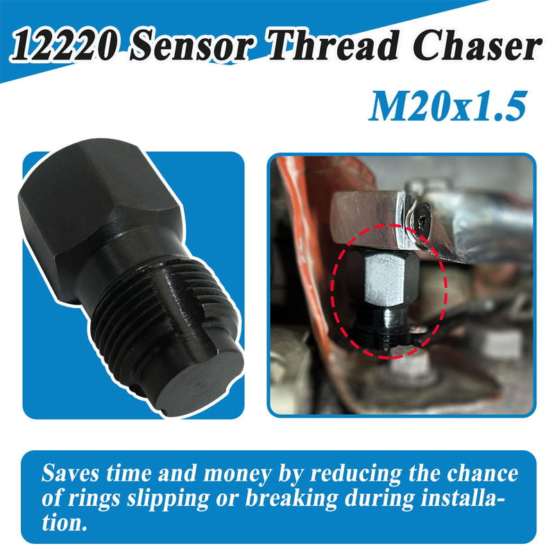2Pcs 12220 NOx Sensor Thread Chaser M20x1.5, Clean Worn Threads, Use with 3/16'' Hex Head or 3/8'' Square Drive