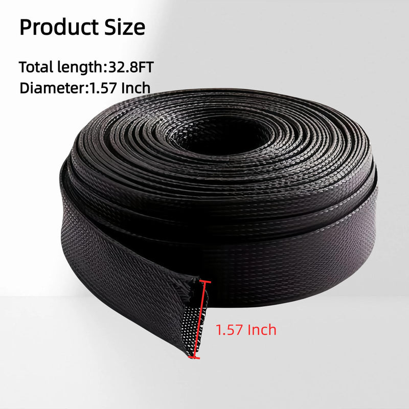 32.8 ft Nylon Hydraulic Hose Protector Sleeve Flame-Retardant, Tig Torch Cable Cover, Black Protective Cover Hose Sheath, Flexible Cutting Sheath Sleeve Management Wrap for Cord Tig (1.5 Inch Id)