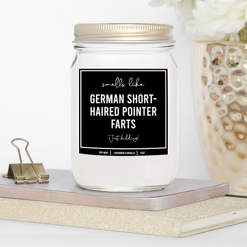 You Nique Designs German Shorthaired Pointer Gifts 8oz Dog Fart Candle, German Pointer Candle Gift - German Pointer Dog Gifts for GSP Mom, GSP Dad - Décor (Lavender & Vanilla) Lavender & Vanilla