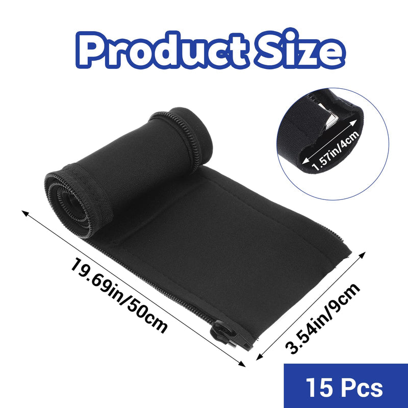 15-Pack Black Cable Sleeve Organizers for Wires- Zipper Cord Management | 19.7" x 3.5" Durable Cord Organizers, Easy to Install & Use, Safety Cable Sleeve Storage
