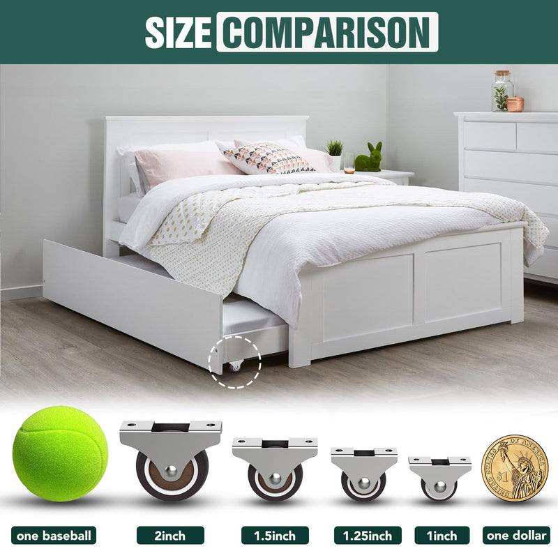 2 Inch Fixed Caster Wheels Low Profile for Furniture Drawers Storage Bins (Brown 8PCS) Brown 8PCS 2 inch