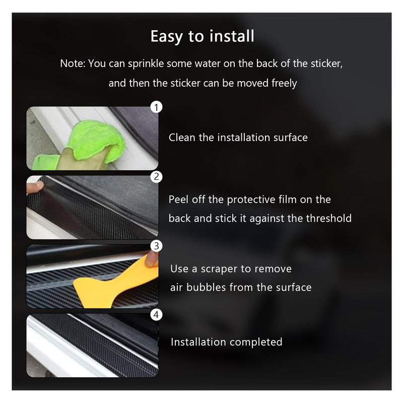 4 PCS Car Door Sill Protector, 3D Carbon Fiber Auto Door Entry Edge Guard Protection Trim, Anti-Scratch Threshold Cover Strips, Sill Protection Sticker for Car SUV Truck (Purple) 3D Purple