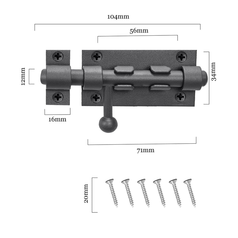 4 Inch Slide Barrel Bolt Latch Door Slide Lock, Solid 304 Stainless Steel Gray Bolt Lock, Thickened Heavy Duty Gate Latches for Wooden Fence Metal Gate Yard Shed Warehouse Cabinet Window (2 Pack) 4 Inch Gray 2 Pack