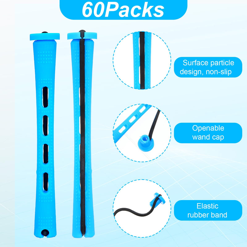 40pcs Perm Rods Cold Wave Rods,Perm Rollers,Curling Rod,Blue,0.47 Inches | for Short Hair, Small Plastic, for Braids, Small Hair-Rollers, for DIY Styling