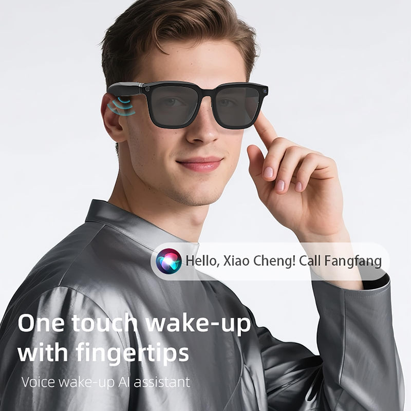 Ai Smart Glasses with Camera and Bluetooth, 5MP HD 1080P Video Recording Photo Taking UV Protection Eyewear Glasses, Voice Assistant, Open-Ear Audio for Outdoor Sport Cycling, Hiking Travel With Polarized Lenses