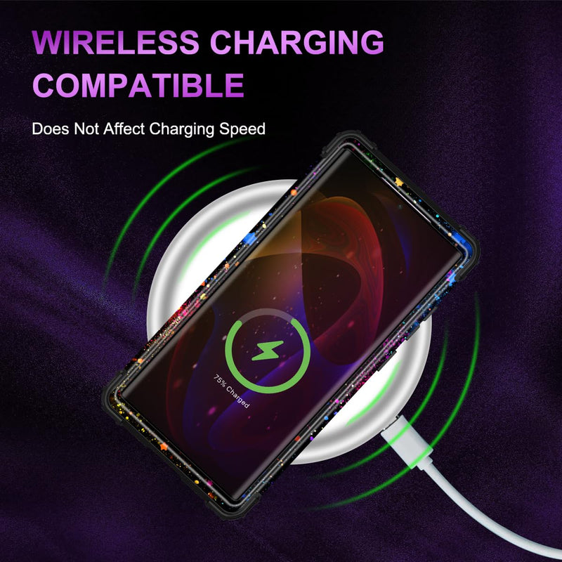 Casetego for Galaxy S23 Ultra Case,Glow in The Dark Three Layer Heavy Duty Sturdy Shockproof Full Protection Rugged Hard PC+Soft TPU Bumper Case for Samsung Galaxy S23 Ultra 5G 6.8 inch,Colorful Sky All Black Colorful Sky-Glow in the Dark