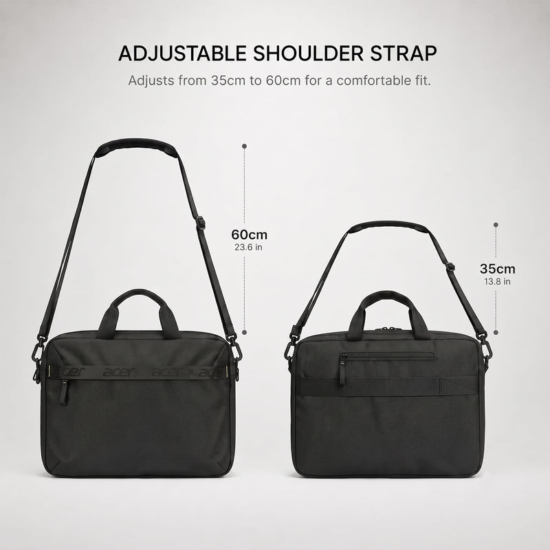 Acer Laptop Briefcase with Shoulder Strap, Messenger Bag | Water-Resistant, 900D Polyester, Shoulder Strap, Soft Interior Protection, Corner Guards Multi-Pocket, Luggage Strap 13-16inch