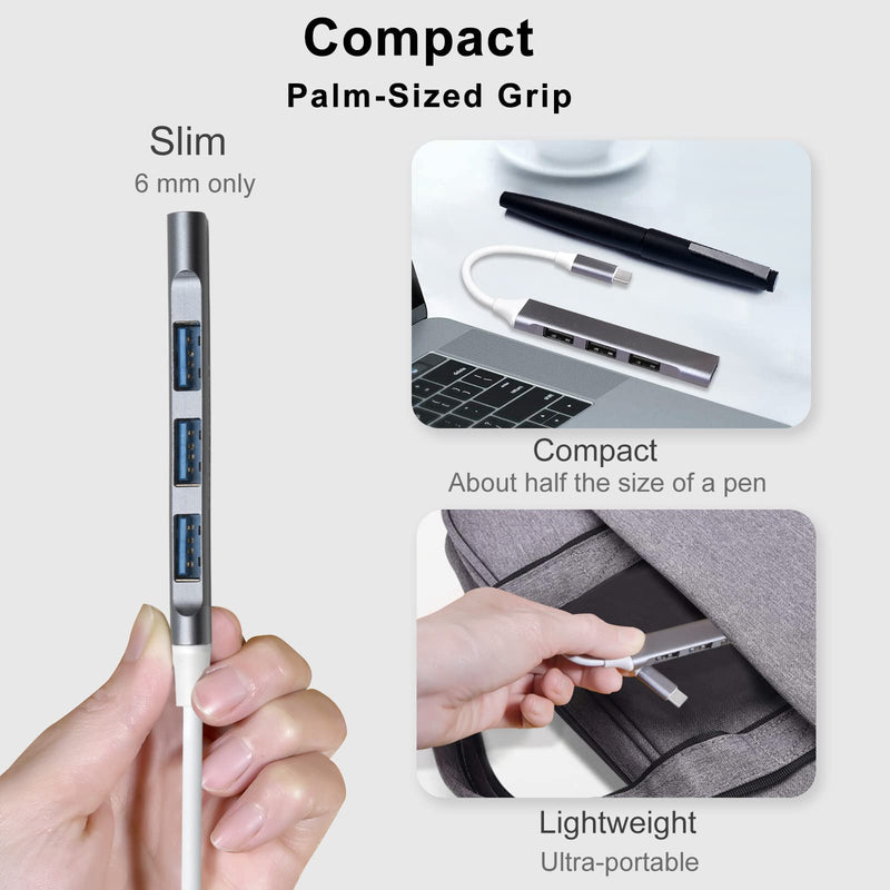 2 USB Hubs, 4-Port USB 3.0 Hub, Ultra-Slim Data Expander, Compatible with Windows, Mac, Linux Laptops & PCs Dual USB-A