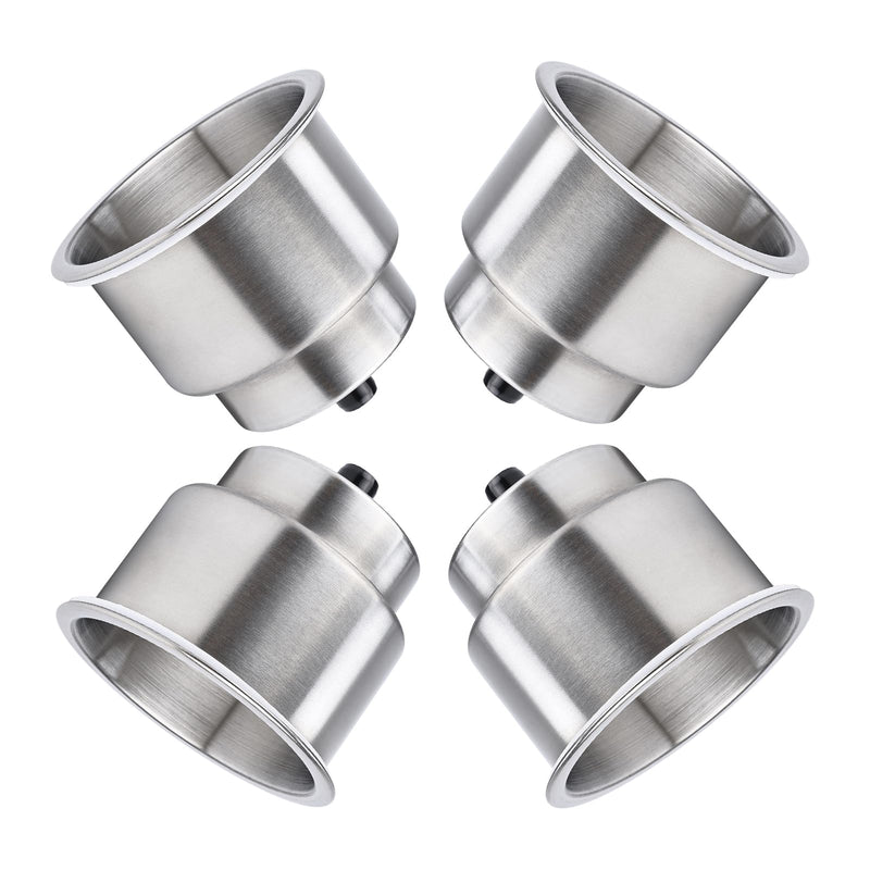 NovelBee Stainless Steel Cup Drink Holder with Drain,Mounting Gasket and Internal pad for Marine Boat Rv Camper (4-Pack)