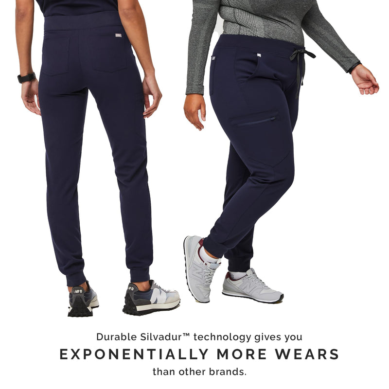 FIGS Zamora Jogger Scrub Pants for Women — Slim Fit, 6 Pockets, Yoga Waistband, Ribbed Ankle Cuffs, Anti-Wrinkle Regular Medium Navy