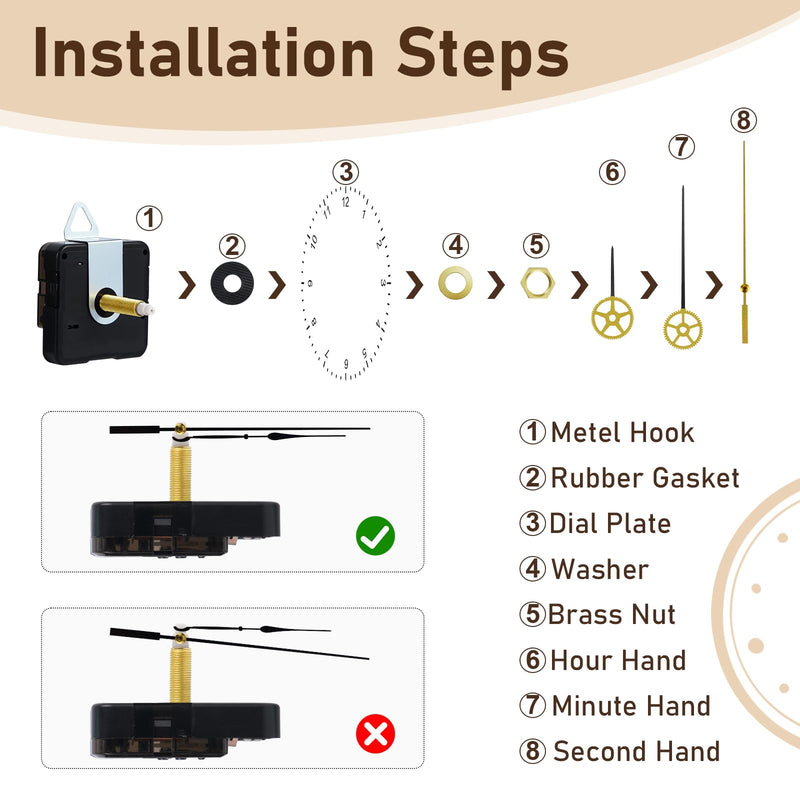 15 Pack Clock Mechanism Replacement Kit with 19 Pairs Clock Hands,Replacement and Custom Clock,Silent Sweep Clock Motor Kit Battery Operated for Clock Repair DIY Replacement (Thread Length 0.78 inche) Thread length 0.78 inche