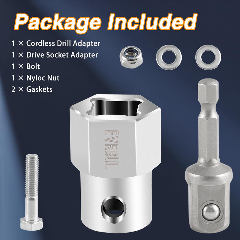 Upgraded Stainless Steel Top Wind Trailer Jack Crank Handle Cordless Drill Adapter with a 1/2 Inch Socket Adapter Bit