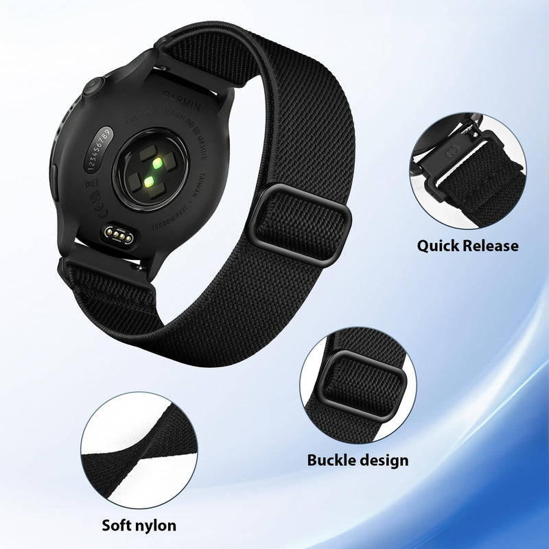 1+1 Compatible for Garmin Active 6 Case with 20mm Watch Band Nylon | 20mm Strap for Garmin Vivoactive 6 Watch Band Nylon with Hard PC Active 6 Case Black, Quick Release, Anti-scratch vivoactive 6 black