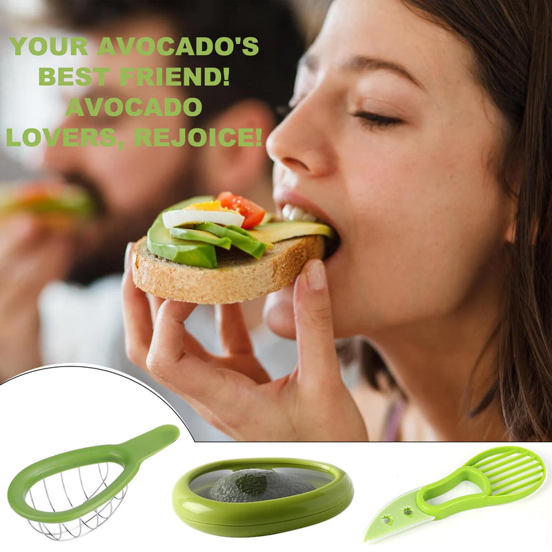 Avocado Slicer Tools 3 PCS - Avocado Saver for Fridge to Keep - Avocado Slicer for Peeler Pitter - Avocado Cutter for Cuber Dicer - Fruit Vegetable Avocado Tools-Kitchen Gadgets Green