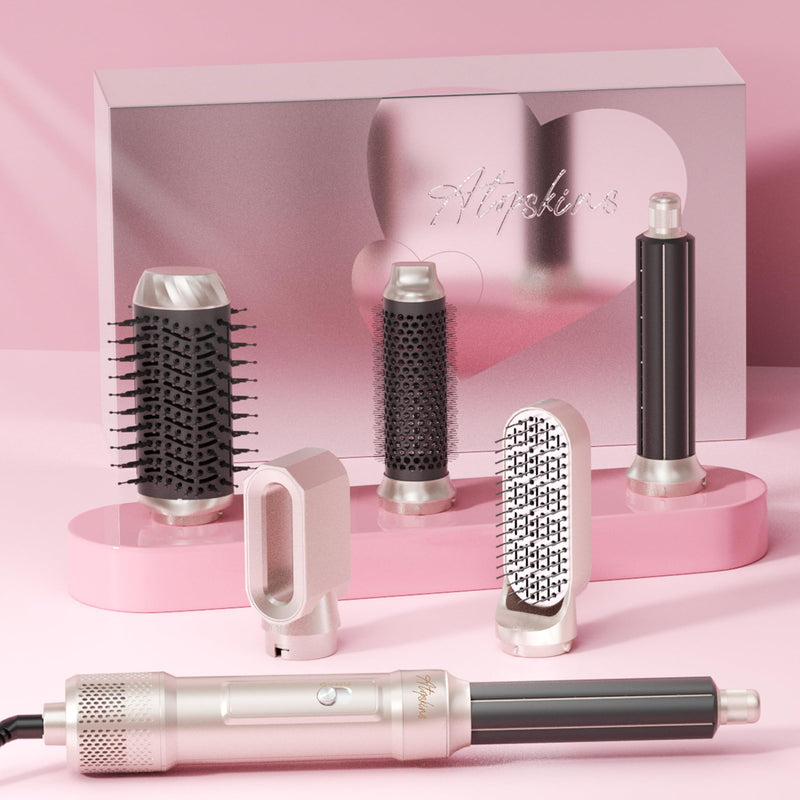 Airbrush Hair Styler 6 in 1 Magic Styler 1000W Airstyler Set 60000RPM Gift | Airstyler Set Upgrade Hair Dryer Brush, L&R Airflow Hair Curler,Curl, Straighten, Wavy, Smooth, Multistyler Gifts Set 3 Temps Creamgold