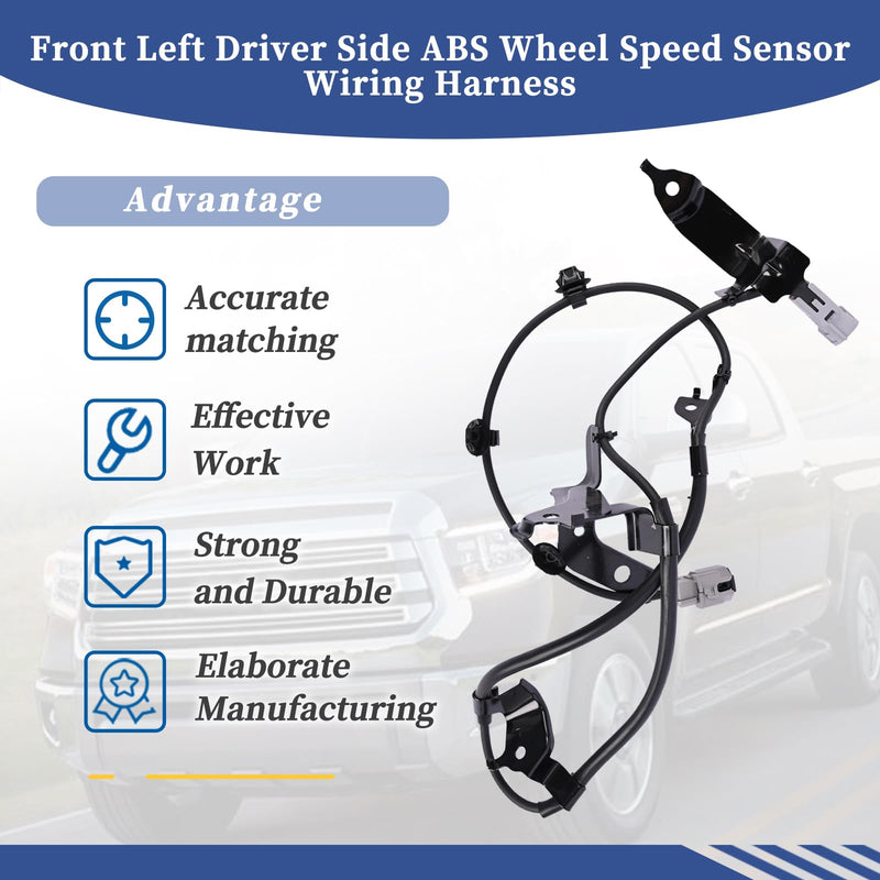 Front Left Driver Side ABS Wheel Speed Sensor Wiring Harness 89516-0C040 Compatible with Toyota Tundra 2007-2021│Sequoia 2008-2022 ABS Skid Control Sensor Wire Front Left Side 1