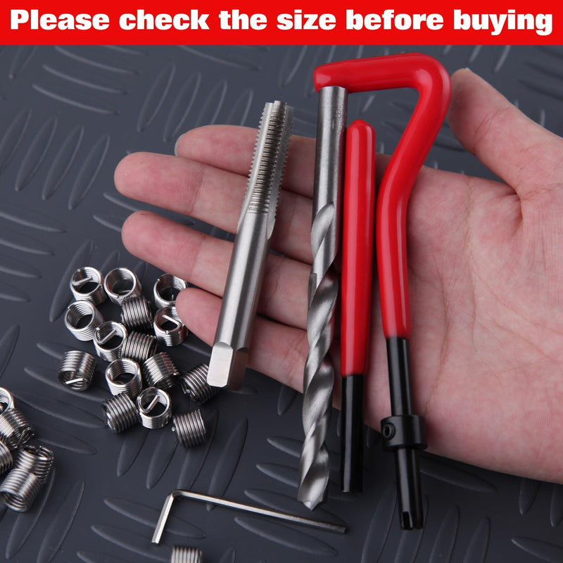 30 Piece M8x1.25 Helicoil Thread Repair Kit, Metric Helicoil Repair Kit with HSS Drill Bits Thread Inserts Taps Breakoff Installation Tools, Portable Rethreading Tool Kit for Auto Repairing M8 x 1.25mm