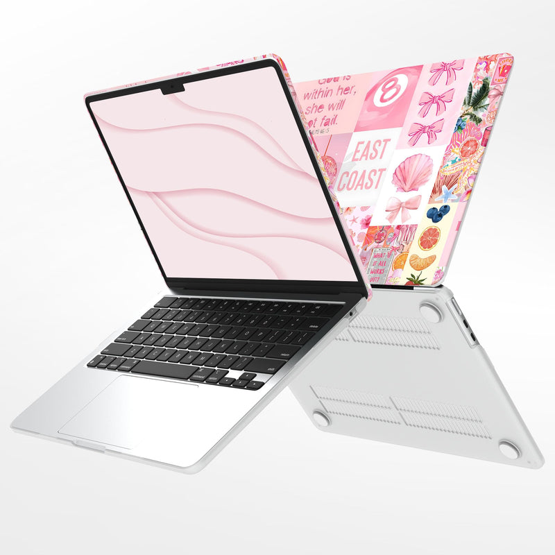 G JGOO Compatible with MacBook Air 15 inch Case M5 M4 M3 M2 2026 2025-2023 | Model A3448 A3241 A3114 A2941, Protective Plastic Hard Shell Case + Keyboard Cover + Screen Protector, Pink Aesthetic Collage Pink Collage