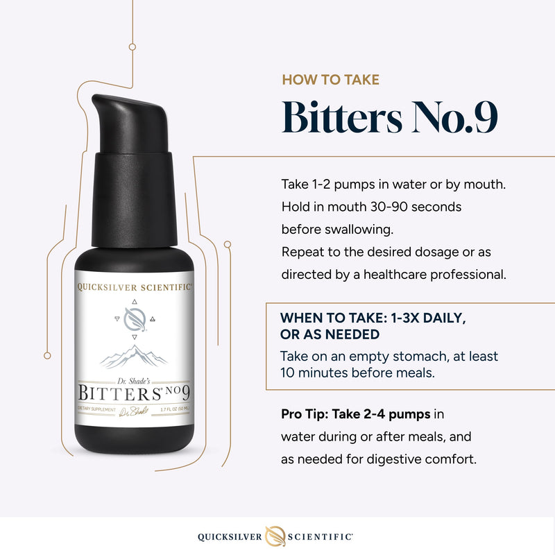 Quicksilver Scientific Dr. Shade's Bitters No. 9 - for Digestion - Fast Acting Liposomal Digestive Bitters with Milk Thistle, Burdock Root & Juniper Essential Oil - Digestive Support (50ml)